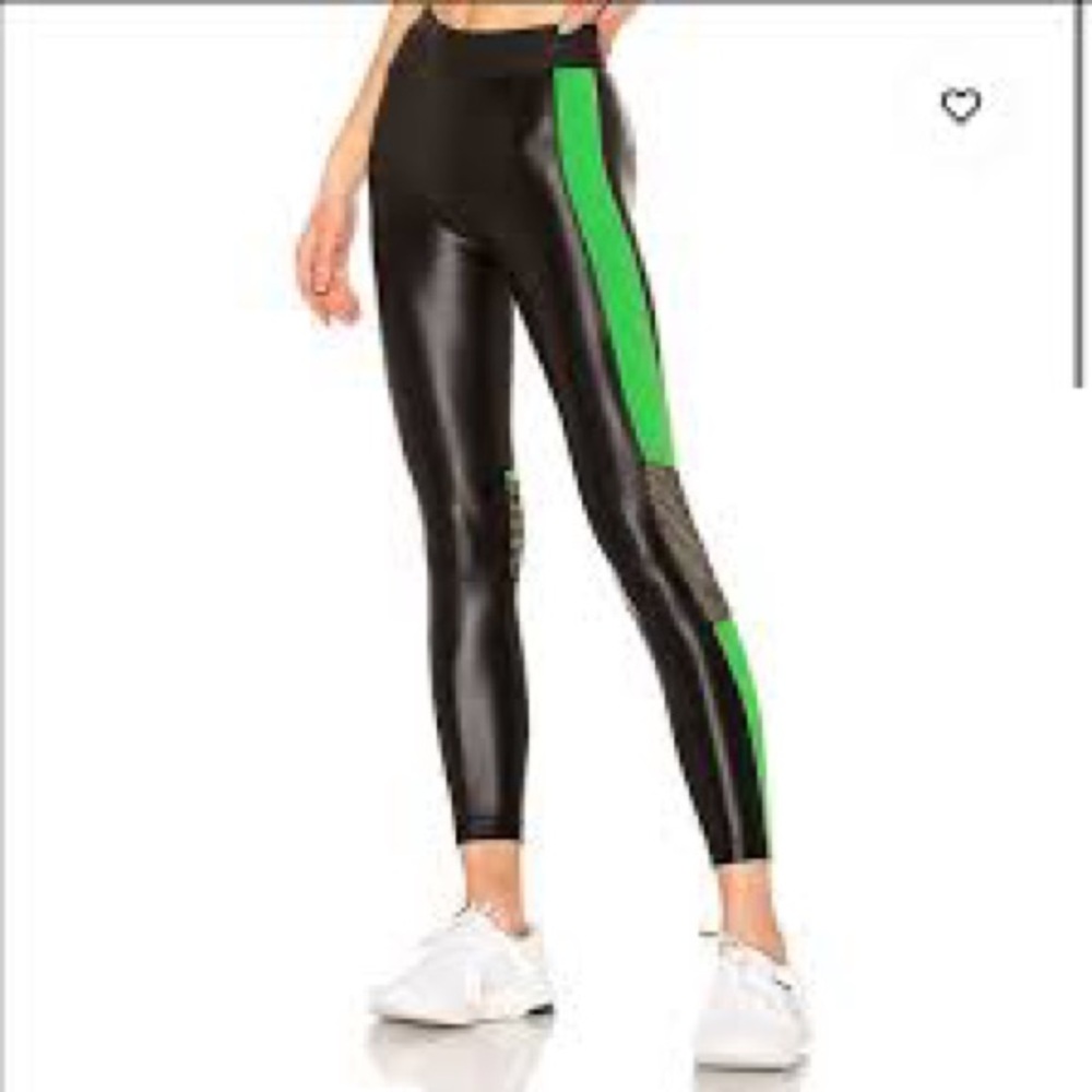 Coral green black leggings sz s